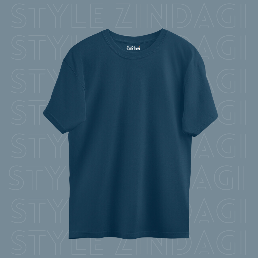 Navy Blue Plain Oversized Unisex T-Shirt