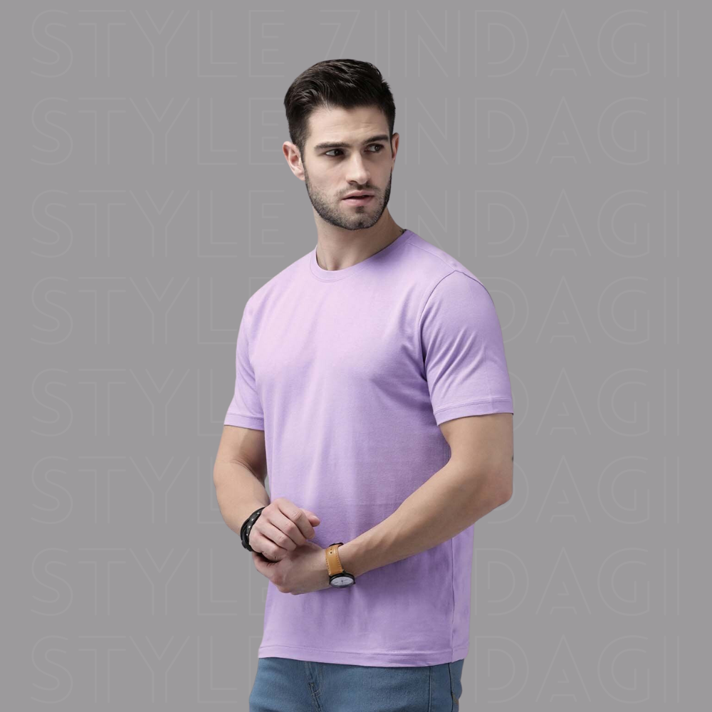 Trendy Lavender Plain Unisex T-Shirt