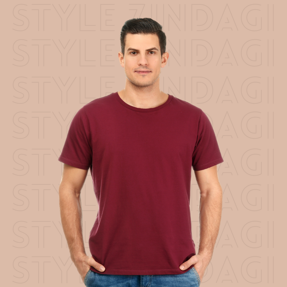 Elegant Maroon Plain Unisex T-Shirt