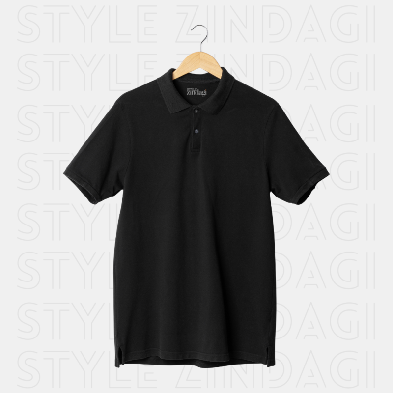Black Plain Polo T-Shirt – Unisex