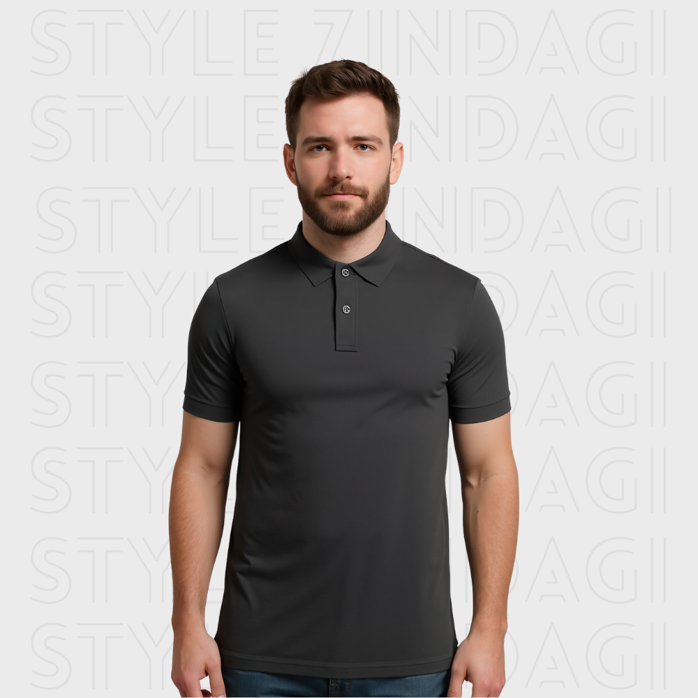 Men's Solid Black Polo T-shirt