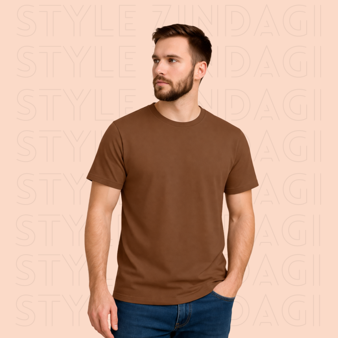 Coffee Brown Plain Unisex T-Shirt