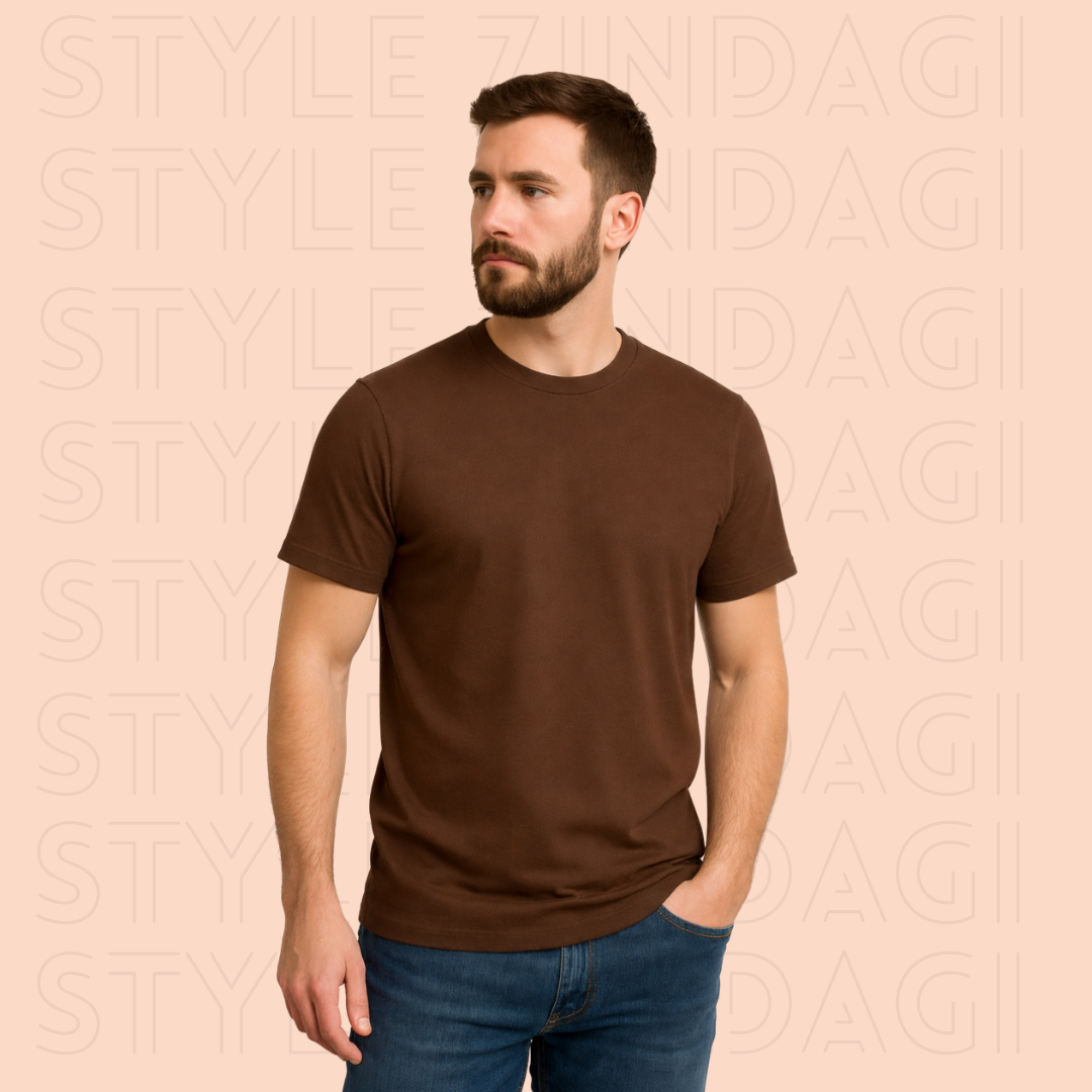 Coffee Brown Plain Unisex T-Shirt